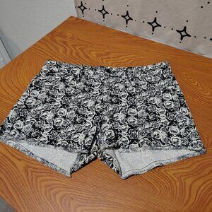 LoveSick Flower Skull Pattern Denim Shorts